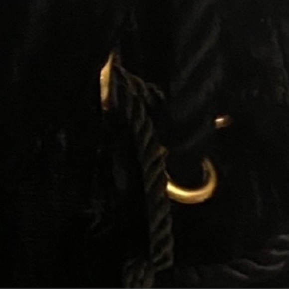 Saks Fifth Avenue Black Label Genuine Leather + Velvet Drawstring Bag Silk Rope main image 3